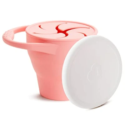 Abbildung von Munchkin Snackbox für Babys und Kleinkinder, faltbare Aufbewahrungsbox Lebensmittel, BPA frei, kleiner Behälter Snacks, mit Deckel, auslaufsicher Koralle