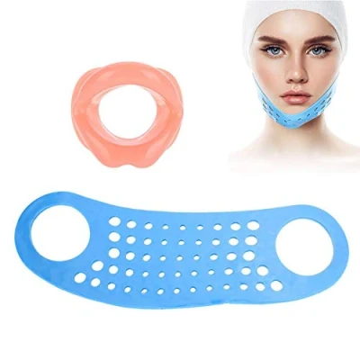 Abbildung von Gesicht Abnehmen Maske, Schlafen Heben Hängematte Kinn Wange schlanker Anti Falten Silikon Lippen Exerciser