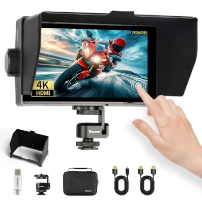 Abbildung von Desview A5 Kamera Field Monitor Touchscreen 5,5 Zoll, Camera 4K HDMI mit Sonnenschutzhaube, Full HD 1920x1080 IPS 3D LUT Video Peaking Focus Assist für DSLR