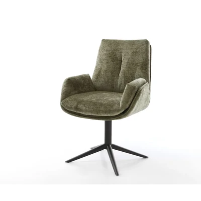 Abbildung von Drehstuhl Clea Flex Chenille Olive Fußkreuz Schwarz 360 drehbar Wippfunktion