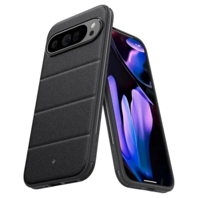 Abbildung von Caseology Athlex für Google Pixel 9 Pro XL Hülle, [Sandsteinstruktur Kratzfestigkeit] [Fallschutz in Militärqualität] Seitengriffmuster Schutzhülle Aktive Schwarz
