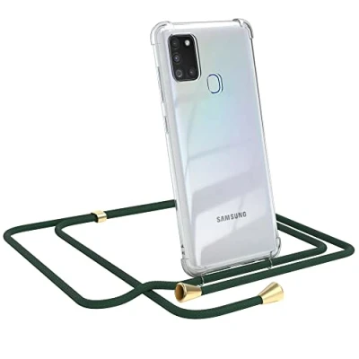Abbildung von EAZY CASE Handykette kompatibel mit Samsung Galaxy A21s Handyhülle Umhängeband, Handykordel Schutzhülle, Silikonhülle, Hülle Band, Stylische Kette für Smartphone, Grün