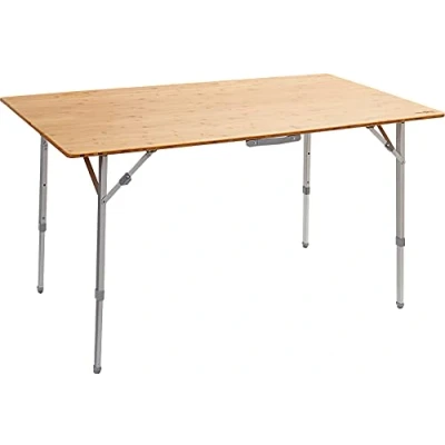 Abbildung von BRUNNER Klapptisch für den Außenbereich, Picknick, Camping, Garten, Terrasse aus Aluminium, mit eleganter Ablage Bambus CAMPERKING S rechteckig, robust Belastbarkeit bis zu 30 kg