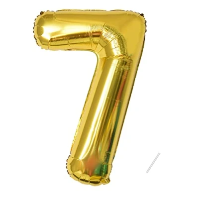 Abbildung von Geburtstag zahlen luftballon 7 jahre Folienballon XXL Gold Riesen in 40&quot; 101cm Geburtstagsdeko Ballon Zahl Deko zum fliegt mit Helium