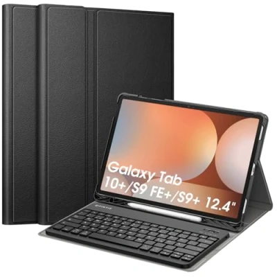 Abbildung von Fintie Tastatur Hülle für Samsung Galaxy Tab S10+ Plus/S9 FE+ Plus/S9+ Plus 12.4 Zoll Tablet, Keyboard Cover mit Magnetisch Abnehmbarer Deutscher Bluetooth Tastatur, Schwarz