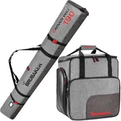 Abbildung von BRUBAKER Skitasche &quot;Carver Performance&quot; Kombi Set (2 tlg., reißfest und nässeabweisend), Skisack Skischuhtasche für 1 Paar Ski