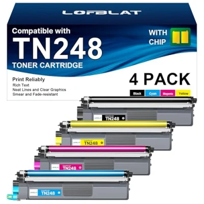 Abbildung von LOFBLAT TN248 TN 248CMYK 248VAL TN248XL Ersatz für Brother 248 Toner 248XL MFC L3760CDW DCP L3560CDW L3740CDWE L3740CDW L8390CDW L3520CDW L3520CDWE,4 Pack