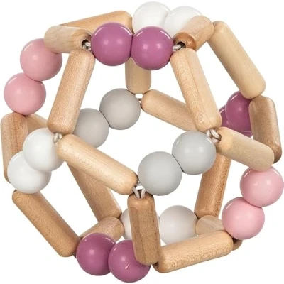 Abbildung von goki baby 65344 Greifling Ball aus Holz und Silikon für Babys Made in Germany, Rosa, Mädchen, Natürliches Motorikspielzeug zur Förderung des Greifreflexes der Sprachentwicklung, ab Geburt