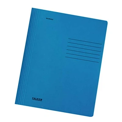 Abbildung von Original Falken 100er Pack Schnellhefter Intensivfarben. Made in Germany. Aus Recycling Karton für DIN A4 kaufmännische und Behördenheftung blau Blauer Engel Hefter ideal Büro Schule