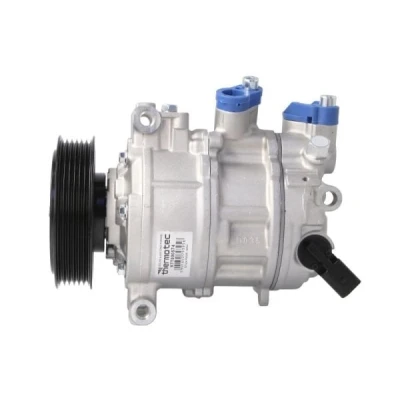 Abbildung von THERMOTEC KTT090574 Kompressor 6SES14C 12V PAG 46 YF R1234yf, R134a mit Dichtring AUDI: A4 B8 Avant, A6 C7 A5 Sportback