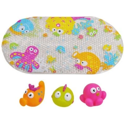 Abbildung von Knorrtoys® Badespielzeug Escabbo® Bademattenset, Unterwasserwelt (4 tlg), mit drei Wasserspritzfiguren
