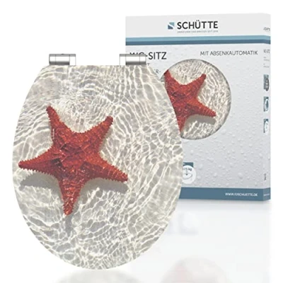 Abbildung von Schütte WC Sitz &quot;RED STARFISH&quot;, High Gloss mit MDF Holzkern, Absenkautomatik