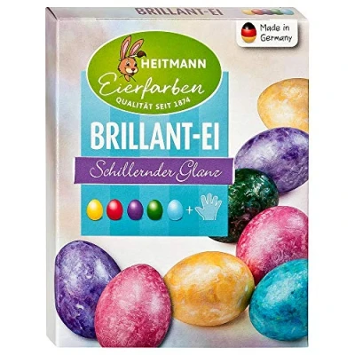 Abbildung von Heitmann Eierfarben Brillant 5 flüssige Kaltfarben mit Glanz Effekt azofrei Ostern Ostereier bemalen, Ostereierfarbe