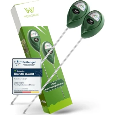 Abbildung von WENDOWERK® [2 Stück Extra Langer Boden Feuchtigkeitsmesser für Pflanzen 40CM [Grün/Grün] Ohne Batterien Verbessertes Feuchtigkeitsmessgerät [2025] Premium Bodentester