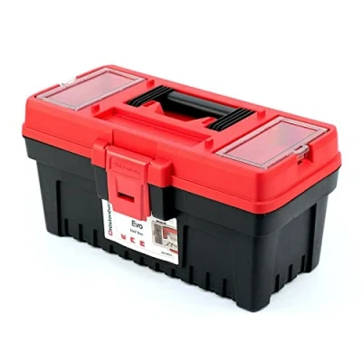 Abbildung von Kistenberg Werkzeugkoffer Werkzeugkiste Werkzeugkasten Werkstattkiste Werkzeugbox (mit Werkzeugtrage, Organizer mit Trennwänden im Deckel, Ergonomischer Griff, ABS Verschluss, 360 x 193 186 mm)