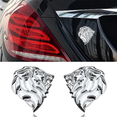 Abbildung von Löwenkopf Emblem Logo Auto Aufkleber Tier Dekoration für alle Motorrad (Silber)