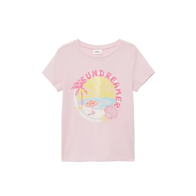 Abbildung von s.Oliver Kurzarmshirt T Shirt im Loose Fit mit Glitzerprint Artwork