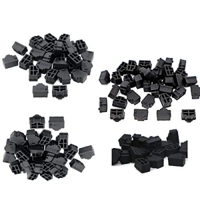 Abbildung von 200 Stück Hub Port RJ45 Anti Staub Abdeckkappe Schutzstecker Schwarz Silikon Ethernet