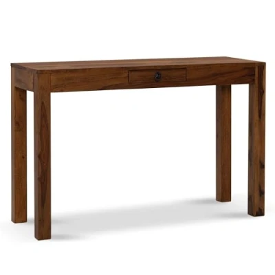 Abbildung von FineBuy Schreibtisch 118x40x76 cm Sheesham Massivholz Computertisch mit Schublade, Homeoffice Bürotisch Massiv Schmal Platzsparend, Holztisch Laptoptisch Arbeitszimmer Stauraum