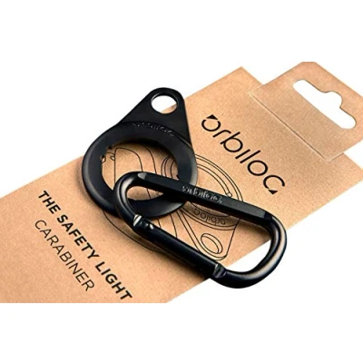 Abbildung von Orbiloc Safety Light Karabiner Schwarz für alle Hunde Hundehalter Befestigung vielseitig einsetzbar Sicherheit