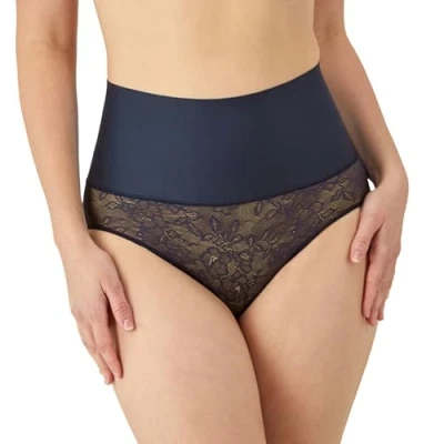 Abbildung von Maidenform Damen Tame Your Tummy Brief Shapewear Unterhose, Marineblaue Spitze, 38