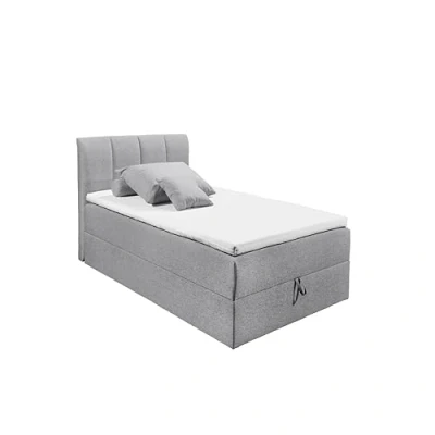 Abbildung von GRANADA 2 Polsterbett 120x200 mit Bettkasten, Grau Modernes Einzelbett dekorativer Steppung &amp; Kaltschaum Topper 120 x 110 210 cm (B/H/T)