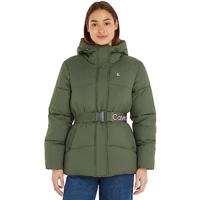 Abbildung von Calvin Klein Jeans LOGO BELT Short Puffer Wintermantel, Damen, Größe: XL, Thyme
