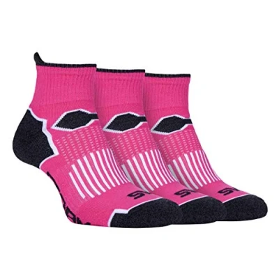 Abbildung von Storm Bloc 3er Pack Damen Bunt Gepolstert Kurz Laufsocken Sportsocken in Pink und Schwarz (37 42, SBLS016PIN)