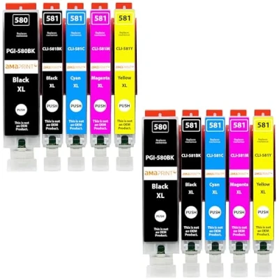 Abbildung von Happy Printer XXL Tintenpatronen kompatibel mit Canon PGI 580 CLI 851 passend für Pixma TR7550 TS6150 TS6151 TS6251 TS6350 TS6351 TS705 TS9550 (10 Druckerpatronen)