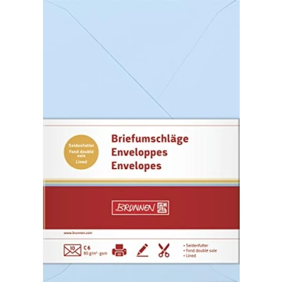 Abbildung von 5 x Brunnen Briefumschläge C6 Seidenfutter 80g/qm hellblau VE=10 Stück