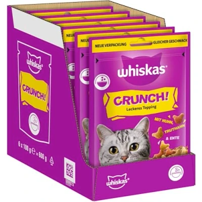 Abbildung von WHISKAS Crunch Katzensnacks Huhn, Pute &amp; Ente 6 x 100g Leckere Snacks mit und