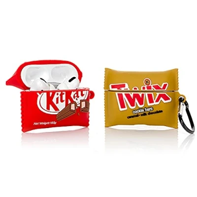 Abbildung von Derhom Silikon Niedliche Lustige Abdeckung Kompatibel mit Apple Airpods Pro[Süßigkeiten Snacks Serie] (Kitkat/Twix)