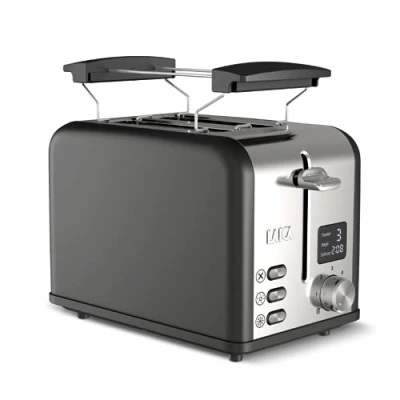 Abbildung von LAICA ISEO Digitaler Toaster für 2 Scheiben, mit voneinander unabhängigem Auswurf und extra breiten Schlitzen, Auftauen Erwärmen Funktionen, 6 Bräunungsstufen, Bagel Funktion, Edelstahl Schwarz