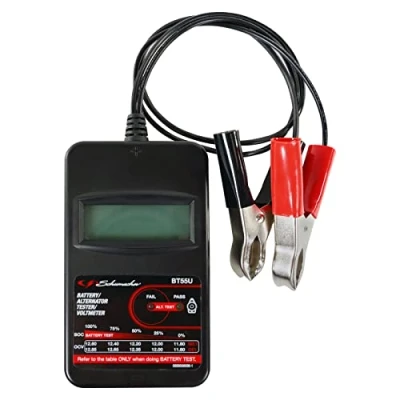 Abbildung von Schumacher Auto Batterietester Compact BT55 Überprüfung der Lichtmaschinenspannung im Kompatibel mit 6V/12V/24V Batterien Typ SLI, VRLA, AGM, Gel und 12V Lichtmaschinen LCD Display