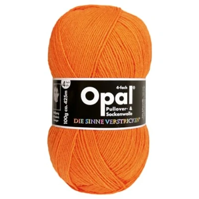 Abbildung von Frida&#039;s Wollhaus Opal 100 g Uni 4 fach Sockengarn Strümpfe Stricken filzfrei Wolle 35 Farben (2013 Neon Orange)