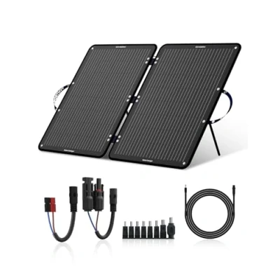 Abbildung von ECO WORTHY 100W Solarpanel Faltbar mit 10 Connector &amp; 3 Meter Kabel für Powerstation, Monokristalline 23% Hocheffizienz und IP65 Wasserdicht Camping, Wohnmobil, Outdoor Notstromversorgung