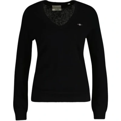 Abbildung von GANT Extrafine Vneck Strickpullover, Damen, Größe: Small, Black