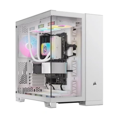 Abbildung von CORSAIR iCUE LINK 6500X RGB Mid Tower ATX Doppelkammer PC Gehäuse Panoramic Tempered Glass Reverse Connection Motherboard Compatible 3x RX120 Lüfter im Lieferumfang Enthalten Weiß