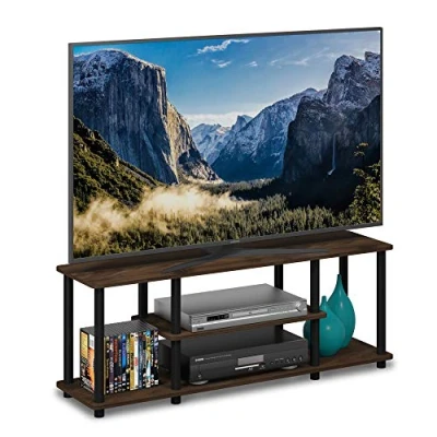 Abbildung von Furinno Entertainment/TV Regal mit unterschiedlichen Ablageflächen, Columbia Walnut/Schwarz, 29.72 x 111.25 41.15 cm