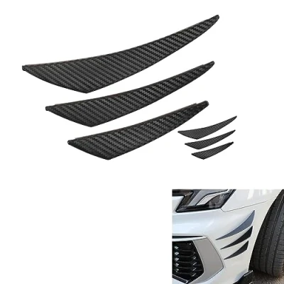 Abbildung von WeFoonLo Universal Auto Spoiler Canards Kit Frontstoßstange Lippe Splitter, 6 Stück Außen Weiche Flossen Karosserie Anti Kollision Streifen Aufkleber (Kohlefaser)