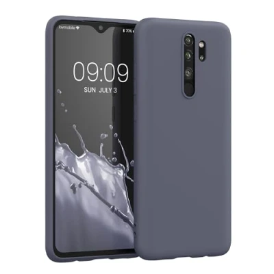 Abbildung von kwmobile Hülle kompatibel mit Xiaomi Redmi Note 8 Pro weiches TPU Silikon Case Cover geeignet für kabelloses Laden Blaugrau
