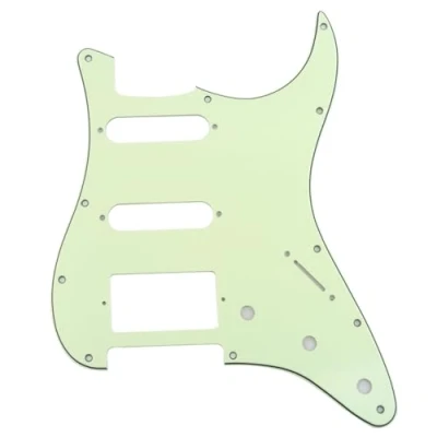 Abbildung von Musiclily HSS 11 Löcher Strat Schlagbrett Pickguard für Fender American/Mexican Standard Stratocaster Modern Style E Gitarre,3 lagig Mint