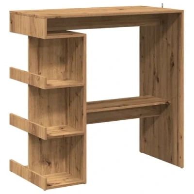 Abbildung von vidaXL Bartisch mit Regal Artisan Eiche 100x48x101,5 cm, Party Tisch, Frühstückstisch, Barmöbel, Bistrotisch, Stehtisch, Esstisch, Küchentisch