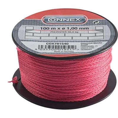 Abbildung von Connex Maurerschnur pink 100 m Länge Ø 1,0 mm Polyester Knotenfest Reißfest &amp; Belastbar Auf Spule / Richtschnur Bauschnur Lotschnur Pflasterschnur COX781540