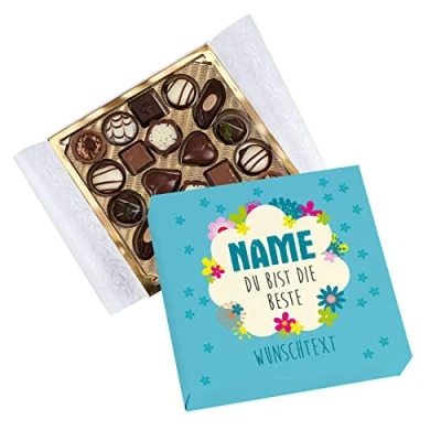 Abbildung von Herz &amp; Heim® Lindt Pralinen in eigener Banderole Du bist die Beste mit Namen und Wunschtext