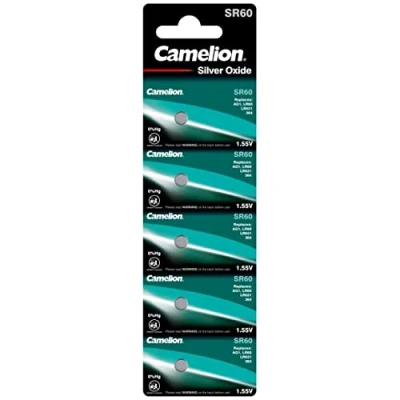 Abbildung von Camelion Silberoxid Knopfzelle SR60 / SR60W G1 LR621 364 SR621 164 5er Blister, Silberoxid, 1,55V
