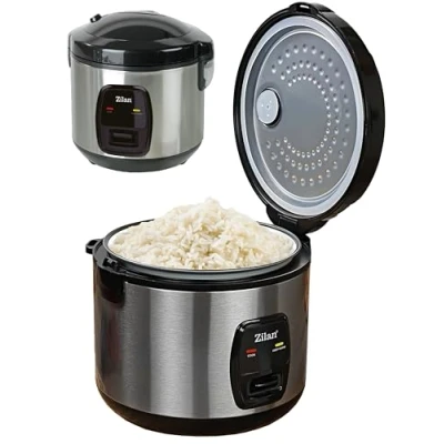 Abbildung von Reiskocher 1,5 Liter Multikocher Aluminium 500 Watt Automatische Abschaltfunktion Dampfkocheinsatz Reis Kochtopf Messbecher Warmhaltefunktion Innentopf Kocher Rice Cooker