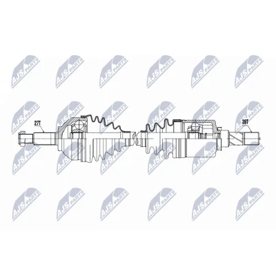 Abbildung von NTY NPW RE 220 Antriebswelle Vorderachse links 668mm OPEL: Vivaro A Kastenwagen, Combi, RENAULT: TRAFIC 2 Bus, Kasten