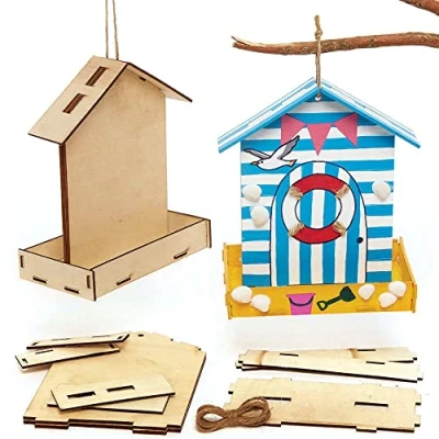 Abbildung von Baker Ross FC687 Futterhaus Holz Bastelset 2er Pack, Nistkästen für Vögel zum Bemalen und Basteln Kinder