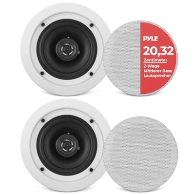 Abbildung von pyle PDIC61RD 2 Wege Stereo Lautsprecher, bündig montiert, 200 Watt, 16,5 cm Größe, Weiß